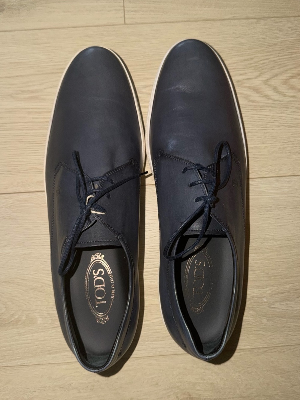 TOD'S Men's Navy Leather Lace-Up shoes